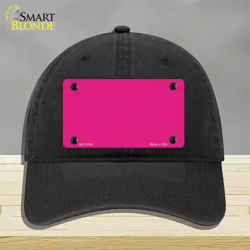 Pink Solid Novelty License Plate Hat Unconstructed Cotton / Black