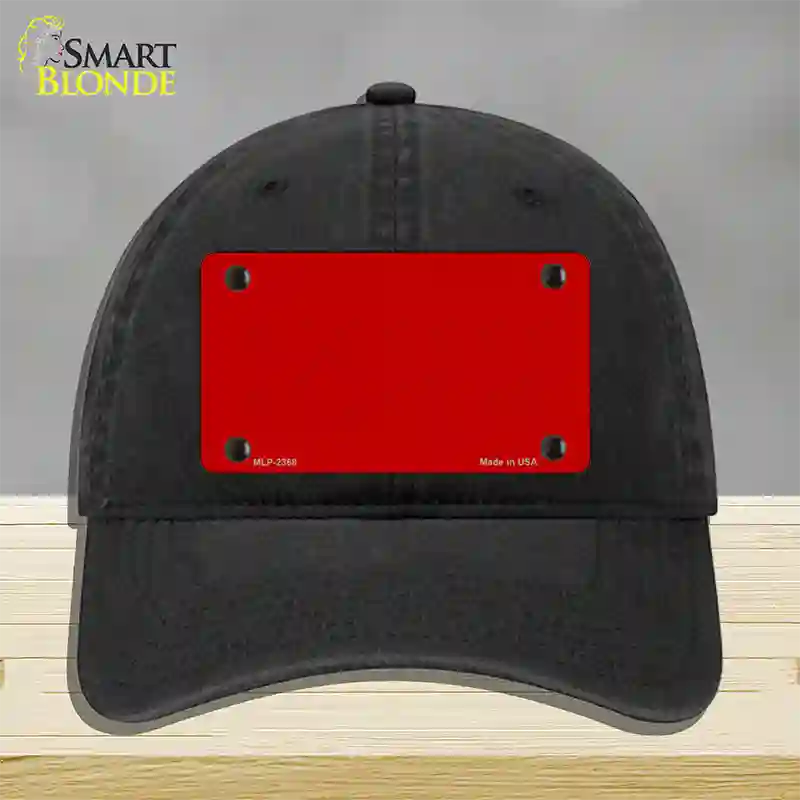 Red Solid Novelty License Plate Hat Unconstructed Cotton / Black