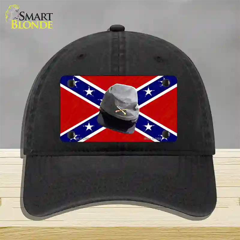 Confederate Army Cap Novelty License Plate Hat Unconstructed Cotton / Black