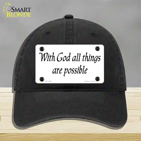 All Things Possible Novelty License Plate Hat Unconstructed Cotton / Black