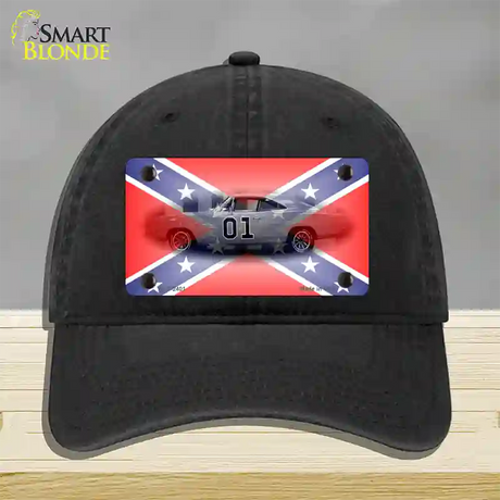 Confederate Flag Charger Novelty License Plate Hat Unconstructed Cotton / Black