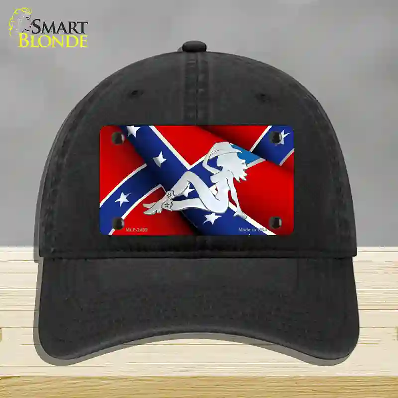 Rebel Flag Mudflap Cowgirl Novelty License Plate Hat Unconstructed Cotton / Black