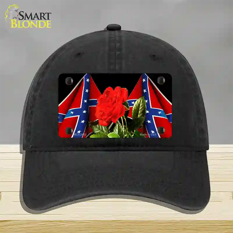 Rebel Rose Novelty License Plate Hat Unconstructed Cotton / Black