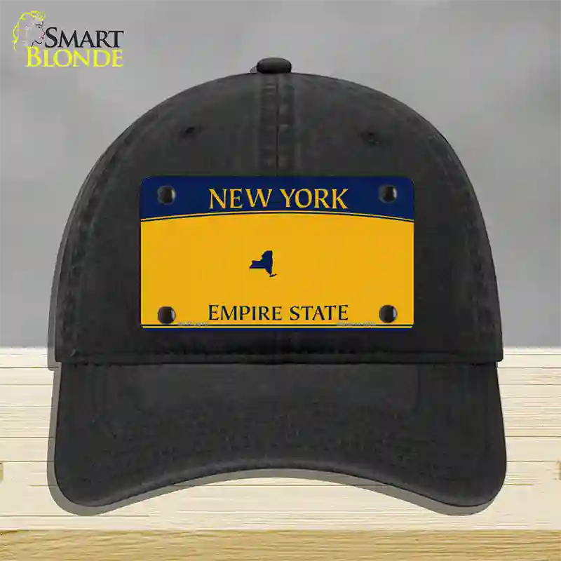 New York State Blanks Novelty License Plate Hat Unconstructed Cotton / Black