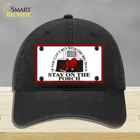 Cant Run With The Big Dogs Novelty License Plate Hat Unconstructed Cotton / Black