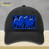 Blue Black Zebra Blue Centered Hearts Novelty License Plate Hat Unconstructed Cotton / Black