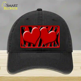 Red Black Zebra Red Centered Hearts Novelty License Plate Hat Unconstructed Cotton / Black