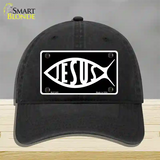 Jesus Fish Novelty License Plate Hat Unconstructed Cotton / Black