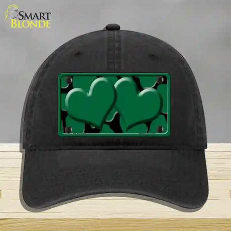 Green Black Giraffe Green Centered Hearts Novelty License Plate Hat Unconstructed Cotton / Black