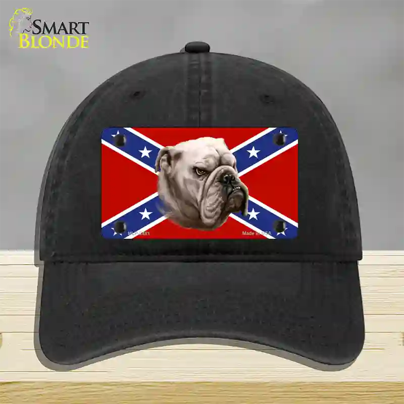 Confederate Flag Bulldog Novelty License Plate Hat Unconstructed Cotton / Black