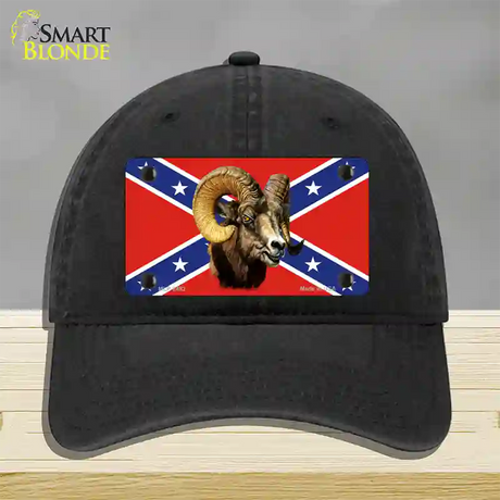 Confederate Flag Ram Novelty License Plate Hat Unconstructed Cotton / Black