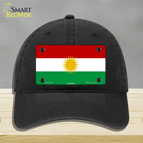 Kurdistan Flag Novelty License Plate Hat Unconstructed Cotton / Black