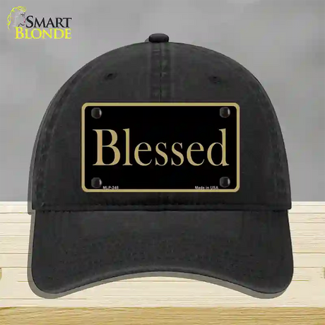 Blessed Gold Novelty License Plate Hat Unconstructed Cotton / Black