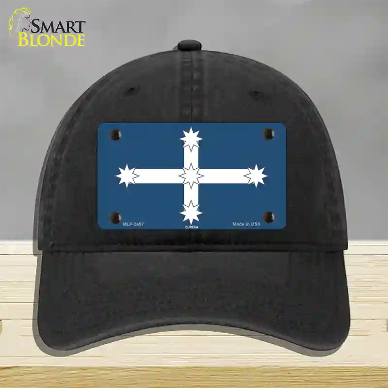 Eureka Flag Novelty License Plate Hat Unconstructed Cotton / Black