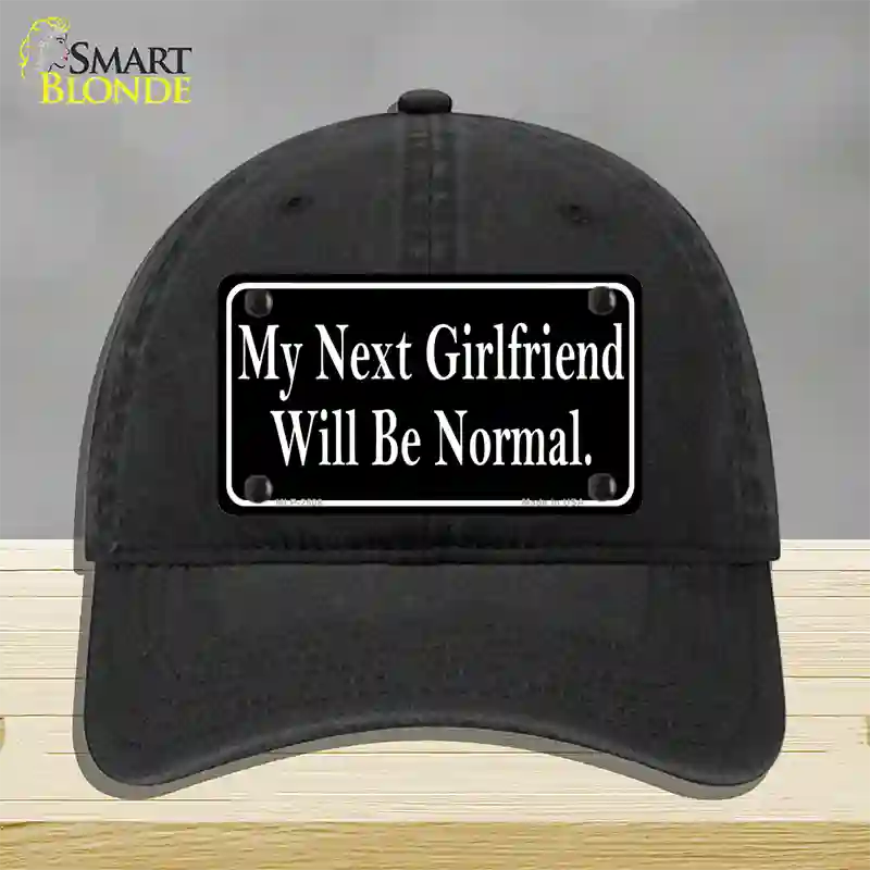 My Next Girlfriend Novelty License Plate Hat Unconstructed Cotton / Black