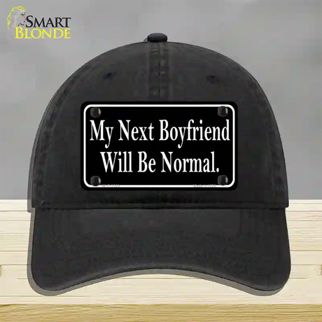 My Next Boyfriend Novelty License Plate Hat Unconstructed Cotton / Black