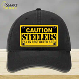 Caution Steelers Novelty License Plate Hat Unconstructed Cotton / Black