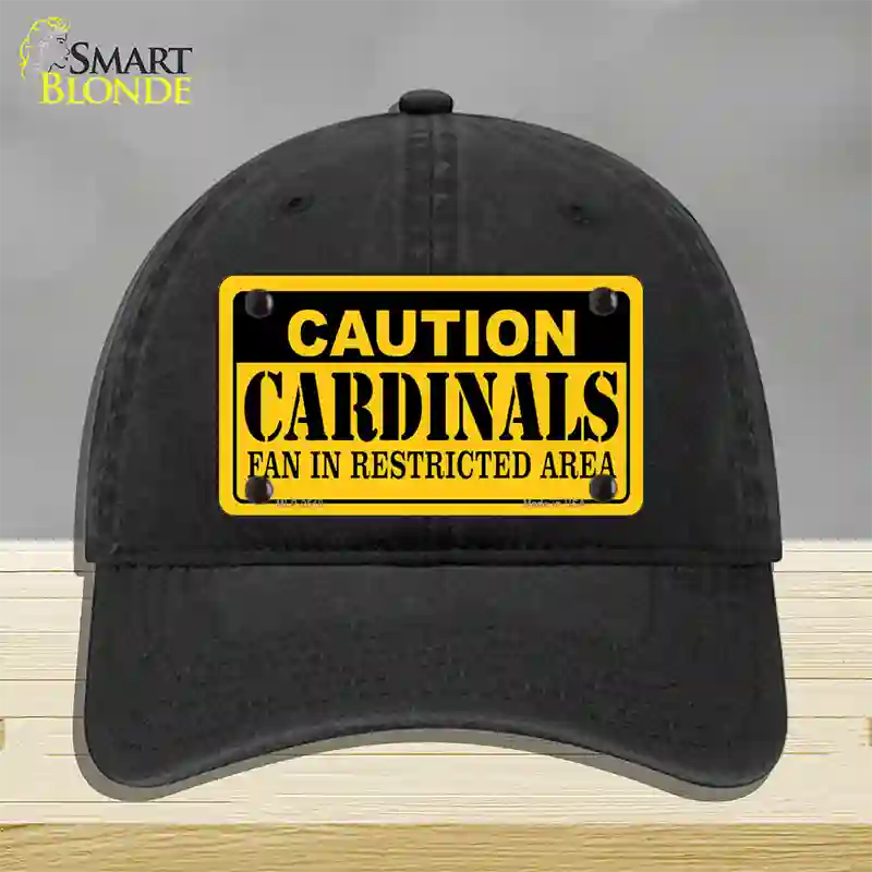 Caution Cardinals Novelty License Plate Hat Unconstructed Cotton / Black