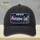 God Is An Awesome God Novelty License Plate Hat Unconstructed Cotton / Black