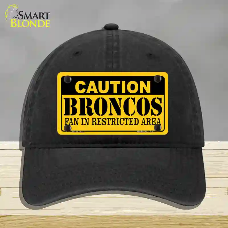 Caution Broncos Novelty License Plate Hat Unconstructed Cotton / Black