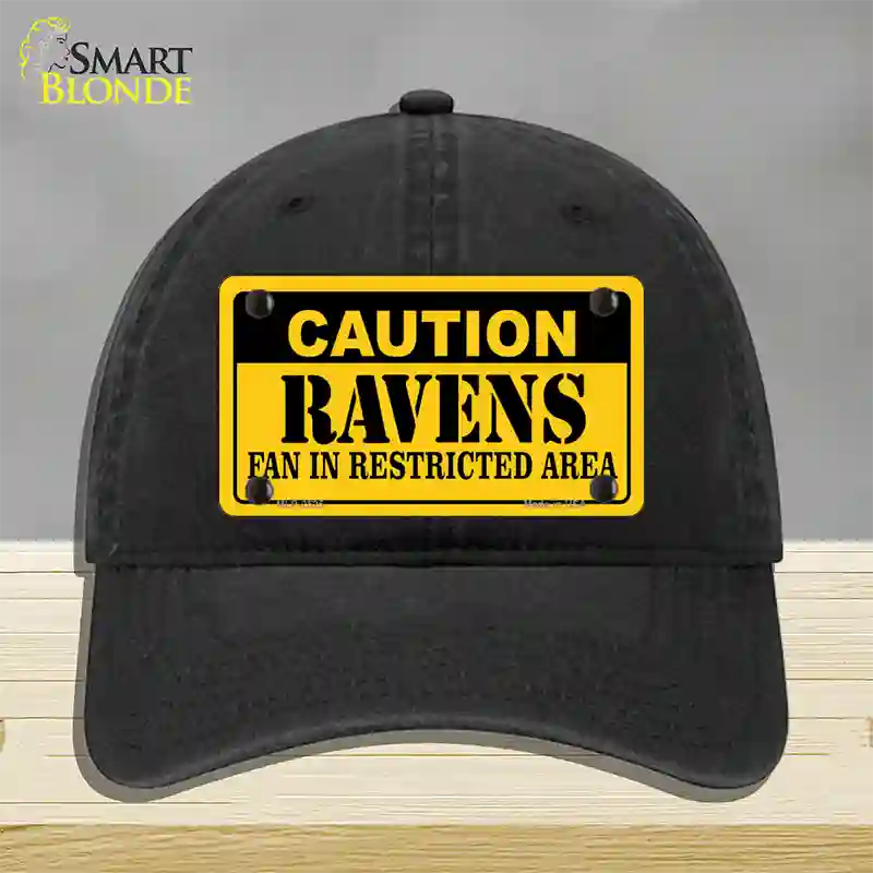 Caution Ravens Novelty License Plate Hat Unconstructed Cotton / Black