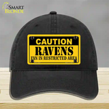 Caution Ravens Novelty License Plate Hat Unconstructed Cotton / Black