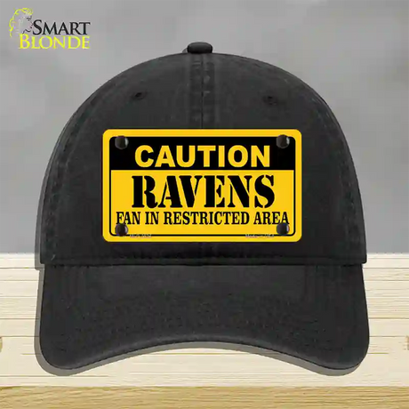 Caution Ravens Novelty License Plate Hat Unconstructed Cotton / Black