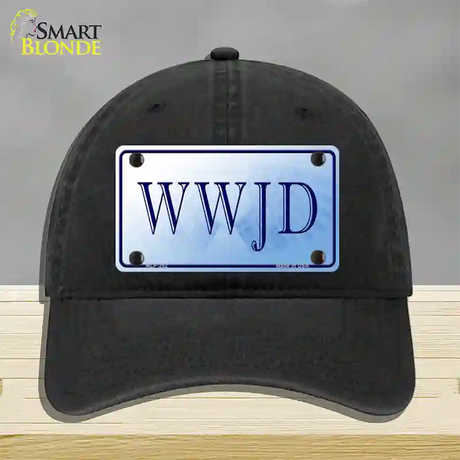 WWJD Novelty License Plate Hat Unconstructed Cotton / Black