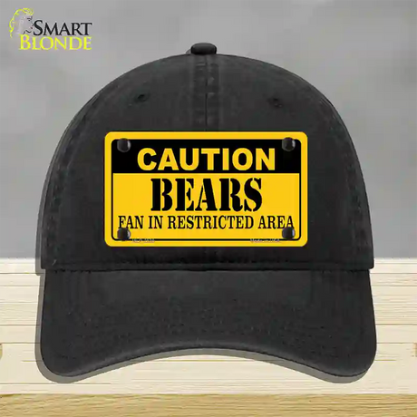 Caution Bears Novelty License Plate Hat Unconstructed Cotton / Black