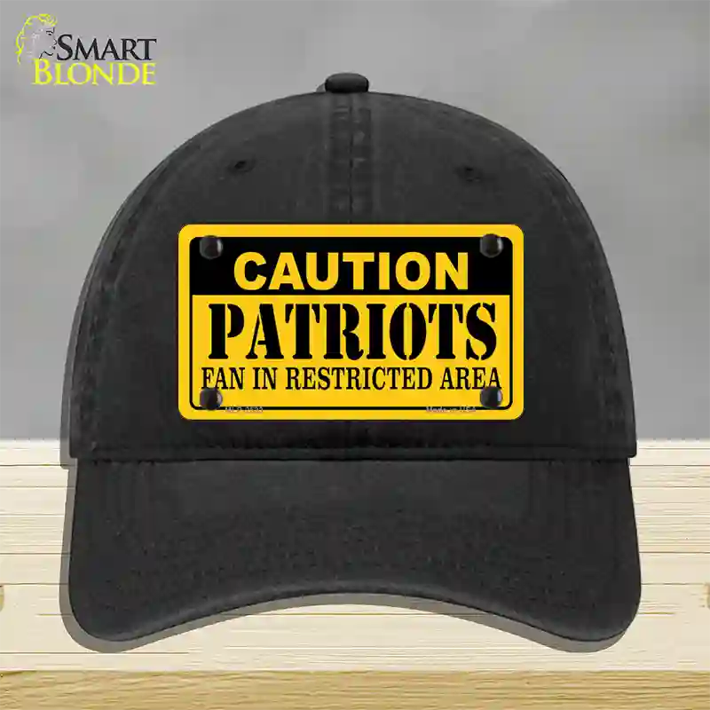 Caution Patriots Novelty License Plate Hat Unconstructed Cotton / Black