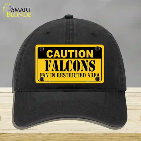 Caution Falcons Novelty License Plate Hat Unconstructed Cotton / Black