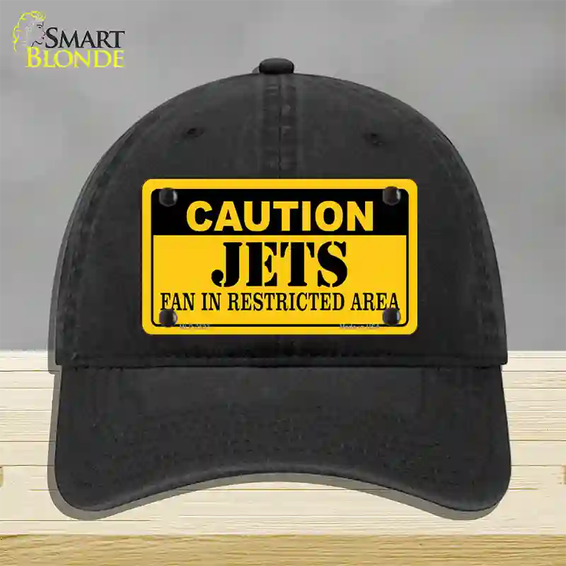 Caution Jets Novelty License Plate Hat Unconstructed Cotton / Black