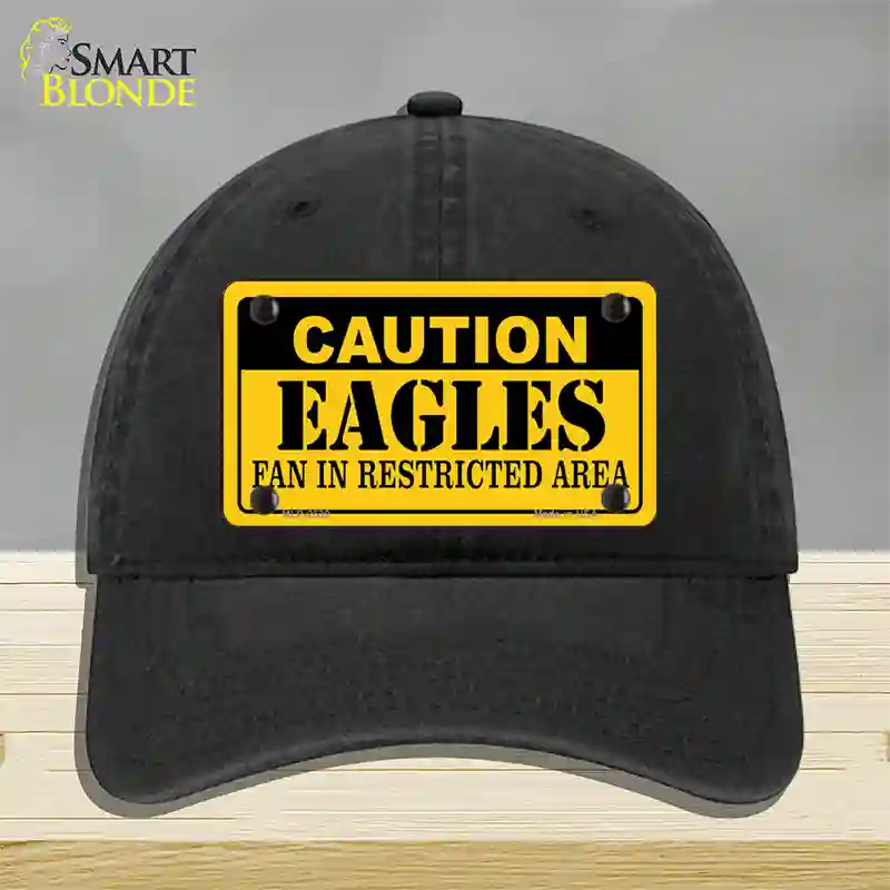 Caution Eagles Novelty License Plate Hat Unconstructed Cotton / Black