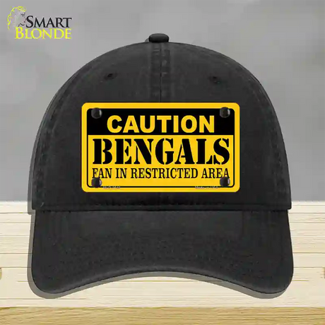 Caution Bengals Novelty License Plate Hat Unconstructed Cotton / Black