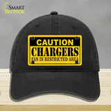 Caution Chargers Novelty License Plate Hat Unconstructed Cotton / Black