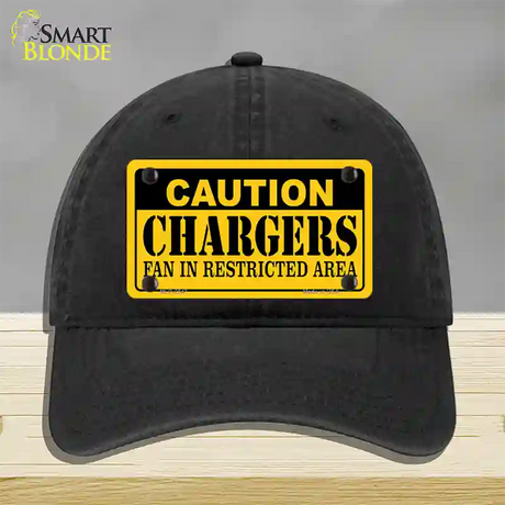 Caution Chargers Novelty License Plate Hat Unconstructed Cotton / Black