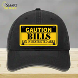 Caution Bills Novelty License Plate Hat Unconstructed Cotton / Black