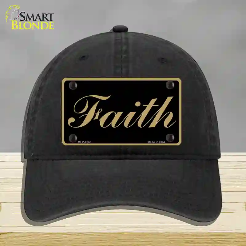 Faith Novelty License Plate Hat Unconstructed Cotton / Black