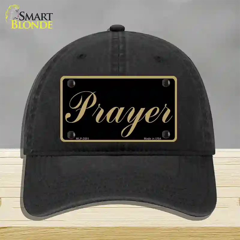 Prayer Novelty License Plate Hat Unconstructed Cotton / Black