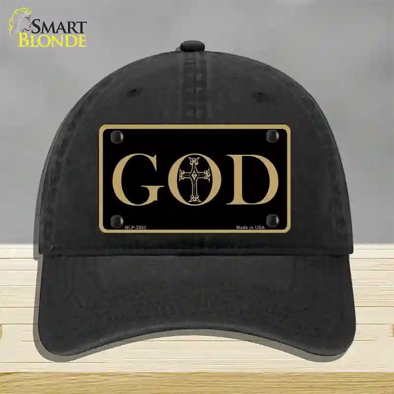 God Novelty License Plate Hat Unconstructed Cotton / Black