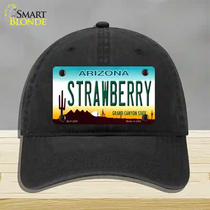 Strawberry Arizona Novelty License Plate Hat Unconstructed Cotton / Black