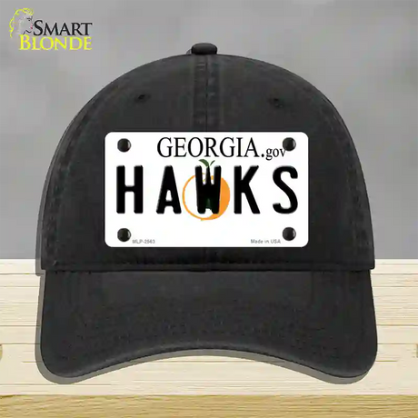 Hawks Georgia State Novelty License Plate Hat Unconstructed Cotton / Black