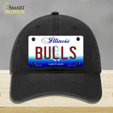 Bulls Illinois State Novelty License Plate Hat Unconstructed Cotton / Black