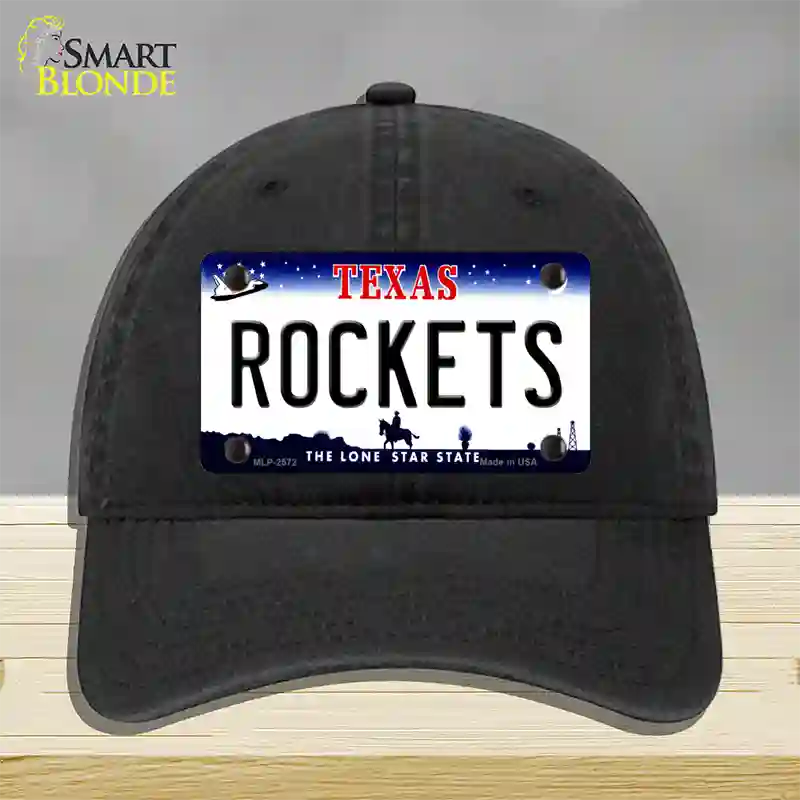 Rockets Texas State Novelty License Plate Hat Unconstructed Cotton / Black