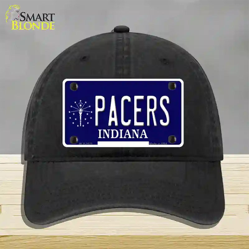 Pacers Indiana State Novelty License Plate Hat Unconstructed Cotton / Black