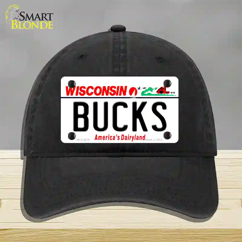 Bucks Wisconsin State Novelty License Plate Hat Unconstructed Cotton / Black