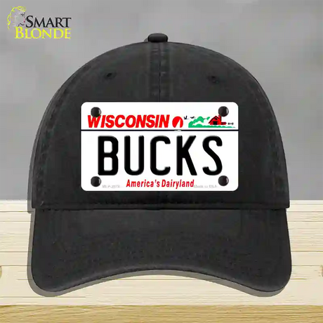 Bucks Wisconsin State Novelty License Plate Hat Unconstructed Cotton / Black