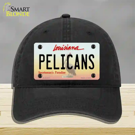 Pelicans Louisiana State Novelty License Plate Hat Unconstructed Cotton / Black