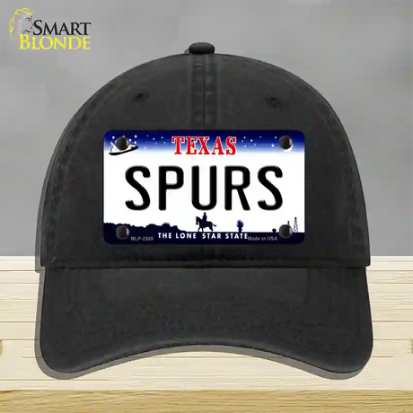 Spurs Texas State Novelty License Plate Hat Unconstructed Cotton / Black