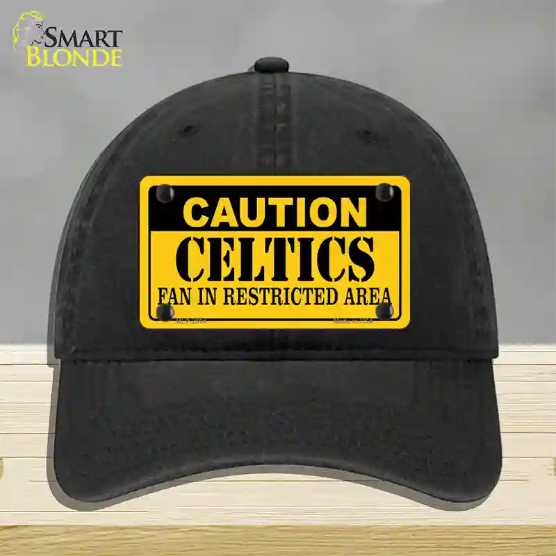 Caution Celtics Fan Novelty License Plate Hat Unconstructed Cotton / Black